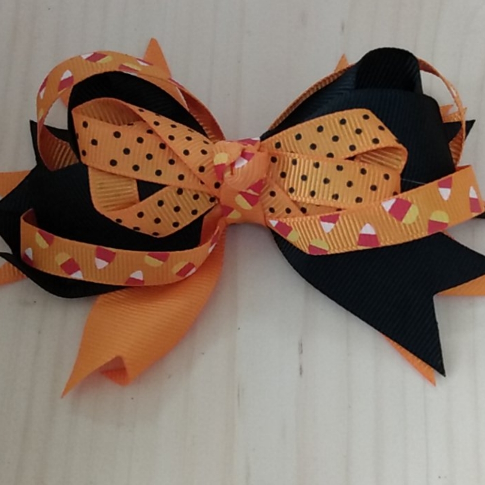 Halloween Candy Corn Ribbon Bow